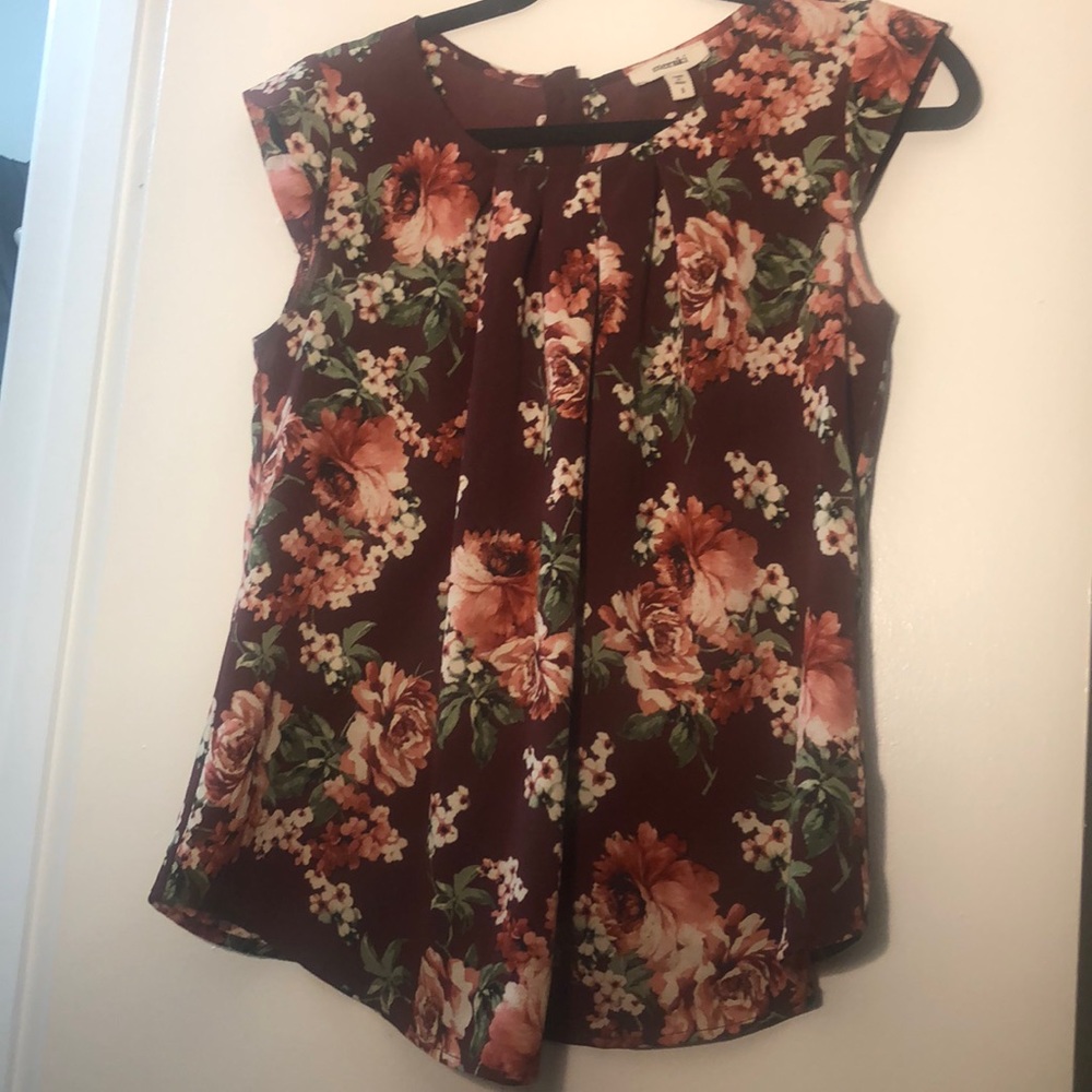 Burgundy flowered top